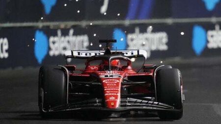 Charles Leclerc lights up Las Vegas to claim pole position for Ferrari