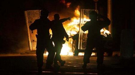 Protesters set Garda car on fire near scene of Dublin knife attack