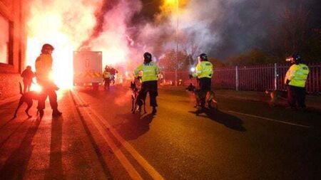 Police charge more than 40 away fans after major disorder outside Villa Park