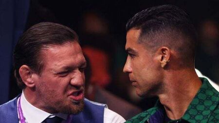 Conor McGregor not short on chat for Cristiano Ronaldo ringside at Joshua v Wallin