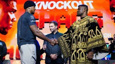 Francis Ngannou believes Anthony Joshua ‘looked a little nervous’ at fight promo