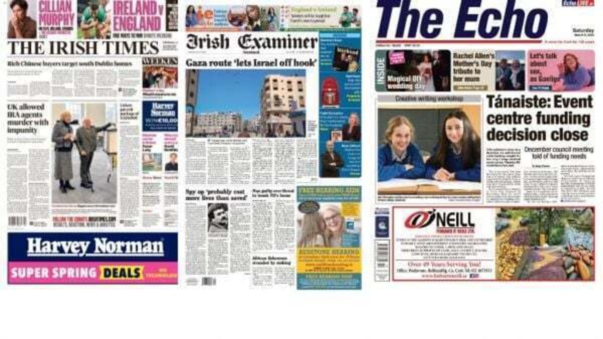 What the papers say: Saturday's front pages