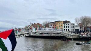 Protest against Irish politicians’ participation in US St Patrick’s Day ceremony