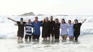 Journalists swim in solidarity one year since US reporter imprisoned in Russia