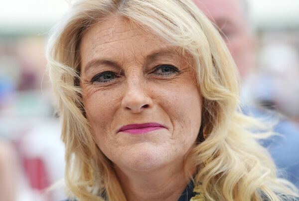 Cynthia Ni Mhurchu speaks to assembled media upon arriving at Nemo Rangers GAA club in Cork, Ireland, during the count for the European elections. Picture date: Tuesday June 11, 2024.