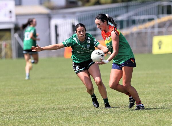 Edel Hayden solos with Fermanagh's Joanne Doonan staying close Photo: Pat Ahern