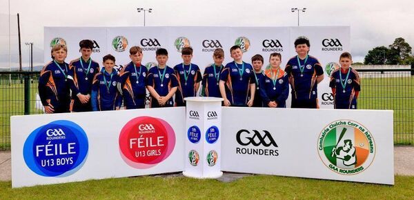 The Cuchulainn rounders team, winners of the U13 silver medals at féile (l to r): Fionn Waters, Padraic Hogan, Ethan Rooney, Shane Raleigh (capt), Ciarán Redmond, Glenn Cantwell, Brian Donald, Eoin Farrell, Jack Nolan, Liam Dowling, JJ Bolger and Jonah Rooney The Cuchulainn rounders team, winners of the U13 silver medals at féile (l to r): Fionn Waters, Padraic Hogan, Ethan Rooney, Shane Raleigh (capt), Ciarán Redmond, Glenn Cantwell, Brian Donald, Eoin Farrell, Jack Nolan, Liam Dowling, JJ Bolger and Jonah Rooney