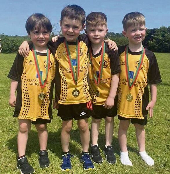 U6 boys' relay team: Finn Morrissey, Adam O’Brien, Alfie McMahon and Rían McNally 