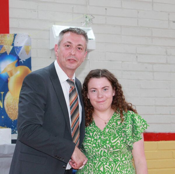 Ella Dunne with year head Mr Hutton Ella Dunne with year head Mr Hutton