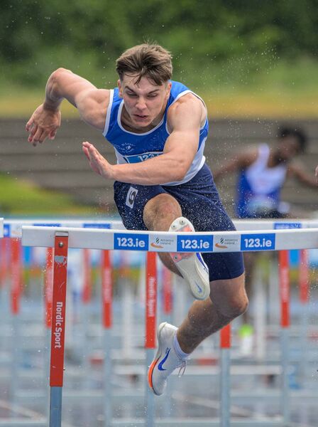 Adam Nolan hits the last hurdle in 110m national final Photo: GMU Photography, Gregory Ufnal Adam Nolan hits the last hurdle in 110m national final Photo: GMU Photography, Gregory Ufnal