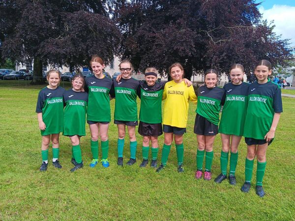 Ballon/Rathoe's U12 girls' 7-a-side soccer team narrowly lost out to Offaly in the Leinster semi-final. Ballon/Rathoe's U12 girls' 7-a-side soccer team narrowly lost out to Offaly in the Leinster semi-final.