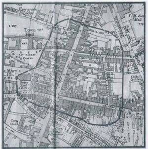 The probable outline of the Medieval Carlow Wall from Carloviana 2015