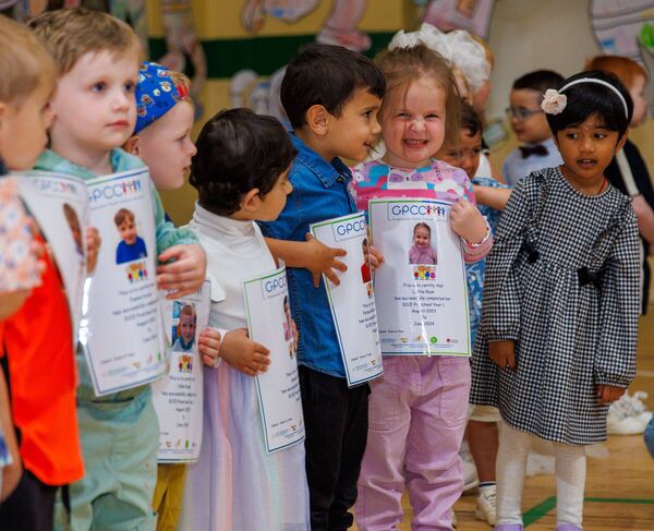 Children returning to preschool were all smiles Children returning to preschool were all smiles