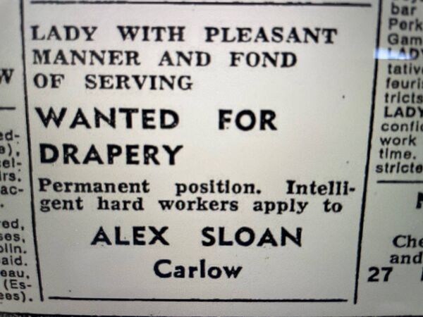 An ad for a shop assistant in The Nationalist in the 1960s