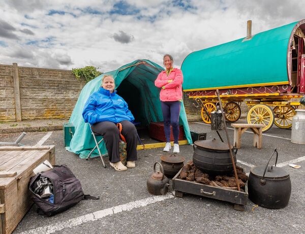 Nell McDonagh (left) from the Living History group and Nora McCarthy at the Traveller Pride event