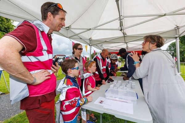 Families registering for the event