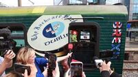 Eamon Ryan joined by Bosco to celebrate 40 years of Dart trains