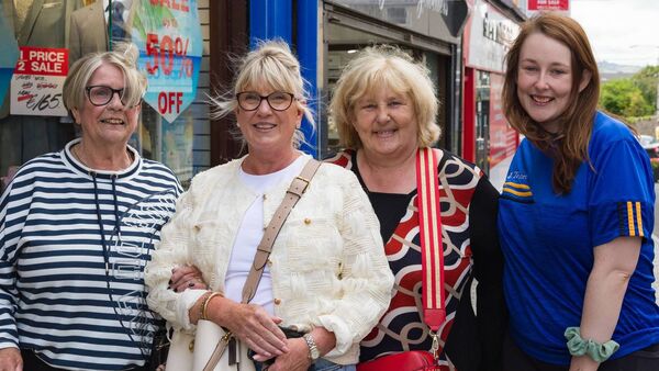 Enjoying the atmosphere on Tullow Street during the festival were Christine Walker and Geraldine Hoy with Theresa and Maria Kennedy