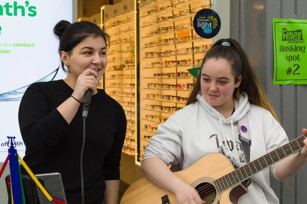 Monica Howard and Bryana Donnelly performing in the busking competition