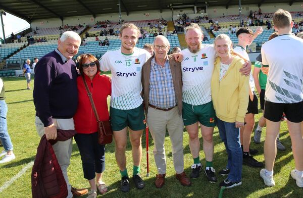 Jim Nolan and Joe Waters with their families after Burren Rangers defeated MLR in the JHC county final Photo: Pat Ahern Jim Nolan and Joe Waters with their families after Burren Rangers defeated MLR in the JHC county final Photo: Pat Ahern
