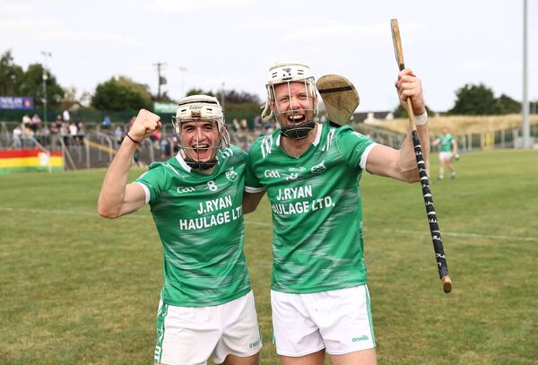 Conor Kehoe and Jack Kavanagh celebrate St Mullins' SHC win Photo: Pat Ahern Conor Kehoe and Jack Kavanagh celebrate St Mullins' SHC win Photo: Pat Ahern