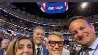 Leo Varadkar pictured with Nancy Pelosi at Democratic convention