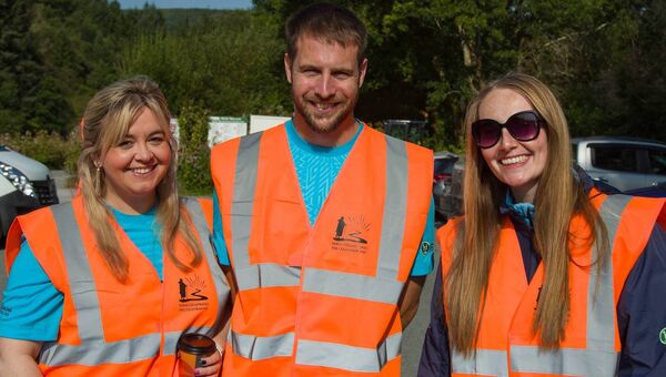 Smiles in the sunshine on the inaugral Columban Way walk 