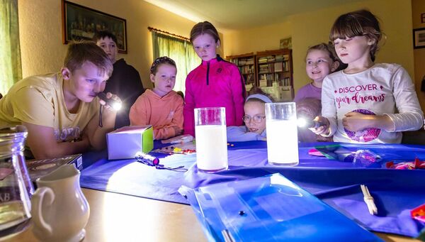 Some of the children who took part in the children's blue sky science workshop in Leighlinbridge Parish Centre Some of the children who took part in the children's blue sky science workshop in Leighlinbridge Parish Centre