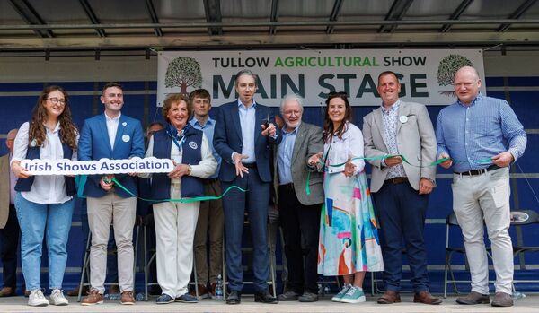 Taoiseach Simon Harris cuts the ribbon to officially open the Tullow Show