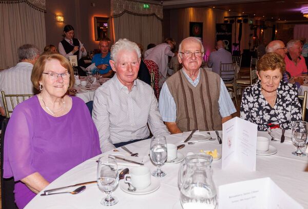Joan and Dick Hutton with Joe and Georgina O'Neill at the Bennekerry Senior Citizens summer party in the Woodford Dolmen Hotel