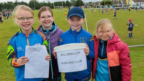 Young volunteers Aoife Hughes, Grace Doyle, Sinead Phelan and Ella Doyle pictured during the Teammate's Forever Challenge in remembrance of Eoghan &amp; Ruari Chada 