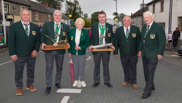 Mick Roche (Irish Coach), Eamonn Tracey 2024 World ploughing champion, Anna May McHugh (NPA Chief), Ger Coakley (World Reversible Champion), Larry Bergin (World ploughing Championship Judge) and Michael Mahon (NPA President)