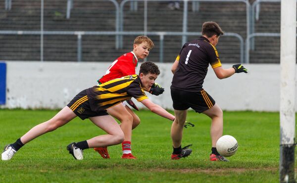 Palatine’s Aidan Fitzharris beats Naomh Eoin goalkeeper James Lyons with a low shot Photo: michaelorourkephotography.ie