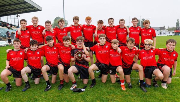 The Kildavin/Clonegal team who defeated Michael Davitts in the U'14 Division 1B Football final in Netwatch Cullen Park. Photo: michaelorourkephotography.ie