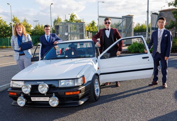 Arriving in style in an 1986 Toyota twin cam for the Tyndall College Debs were Jack Kehoe, Ryan Lawlor, Adam Kearney and Patrick Cullinane Arriving in style in an 1986 Toyota twin cam for the Tyndall College Debs were Jack Kehoe, Ryan Lawlor, Adam Kearney and Patrick Cullinane