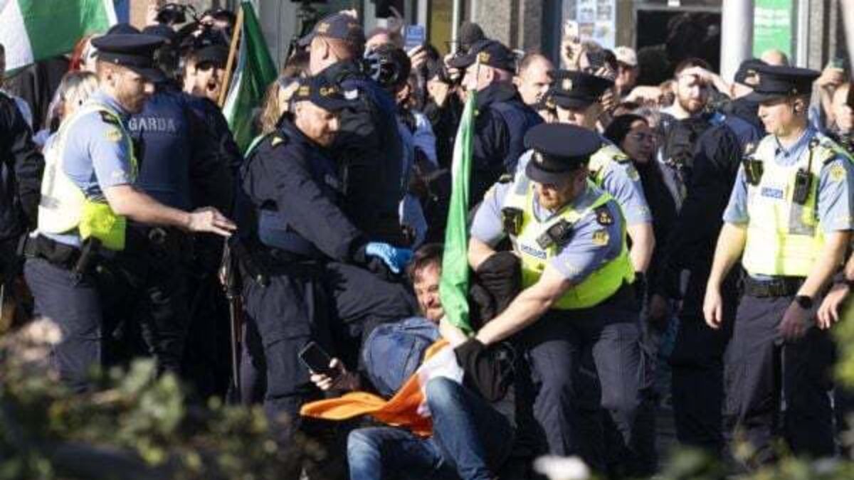 Gardaí disperse sit-down anti-immigration protest on O'Connell Bridge