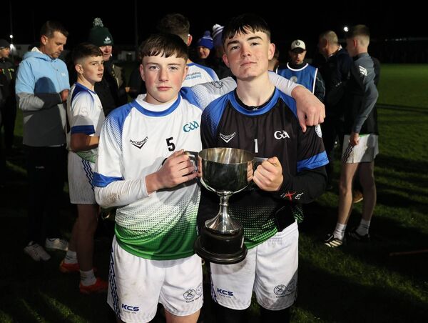 Cein McNamara and Daniel Nolan celebrate Carlow Town/Setanta win Photo:Pat Ahern Cein McNamara and Daniel Nolan celebrate Carlow Town/Setanta win Photo:Pat Ahern