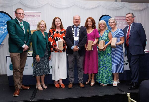 Padraig Murphy and Geraldine O'Reilly, Mount Wolseley, cllr Fergal Browne and Michael Walsh, Carlow Tourism with Eimer O'Kane, Ann O'Brien, Ann Marie Monagle and Tina Kennedy of Tramore Golf Club Padraig Murphy and Geraldine O'Reilly, Mount Wolseley, cllr Fergal Browne and Michael Walsh, Carlow Tourism with Eimer O'Kane, Ann O'Brien, Ann Marie Monagle and Tina Kennedy of Tramore Golf Club