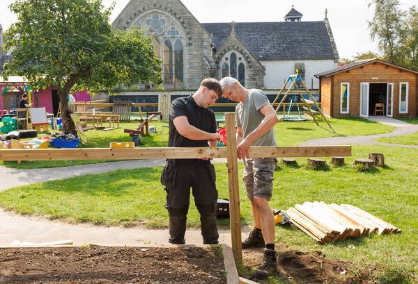 Luke Collins and Dermot Ayres pictured during the volunteer day Luke Collins and Dermot Ayres pictured during the volunteer day