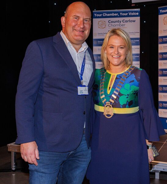 Chamber board member Gary Evans with chamber vice-president Rowena Dooley