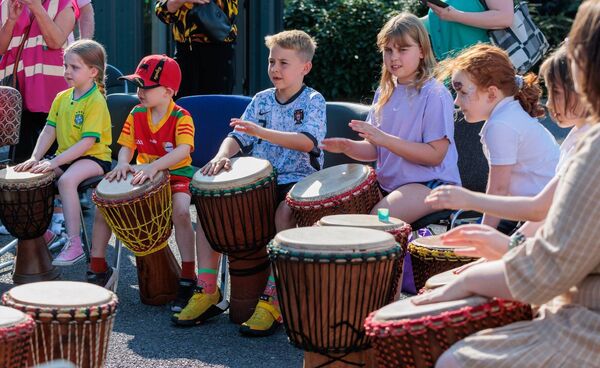 Enjoying the African Drumming Workshop during Culture Night in the Cairdeas Centre, Tullow