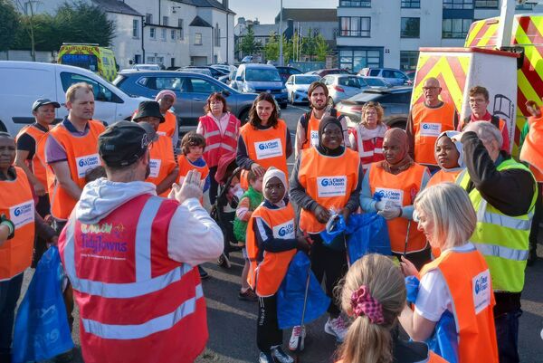 Volunteers gather in the Carlow Town car-park to take part in the Carlow Tidy Towns River Clean-Up.
