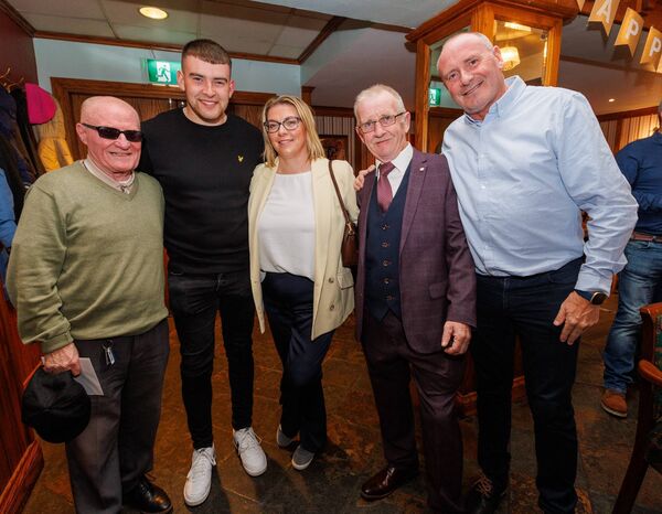 At Margaret Kearns 80th birthday party in Éire Óg Clubhouse Jimma Rea, Evan and Evelyn Kearns, Syl Burke and John Kearns At Margaret Kearns 80th birthday party in Éire Óg Clubhouse Jimma Rea, Evan and Evelyn Kearns, Syl Burke and John Kearns