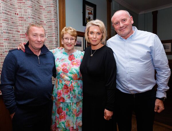 Margaret Kearns with her sons John and Damien and her daughter Louise during her 80th birthday party in the Eire Og clubhouse in Carlow (missing from pic is Margaret’s daughter Fiona). Photo: michaelorourkephotography.ie Margaret Kearns with her sons John and Damien and her daughter Louise during her 80th birthday party in the Eire Og clubhouse in Carlow (missing from pic is Margaret’s daughter Fiona). Photo: michaelorourkephotography.ie
