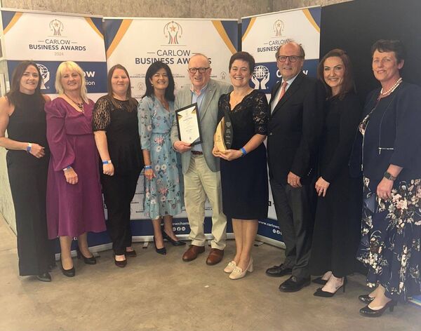 Caredoc accpet the award for Carlow Business of the Year (l/r) Lorraine Cullen, Hazel James, Michelle Lalor, Ashleigh Farrell, Phonsie McCarron, Margaret Curran, Dr Tom Foley and Aoife Kavanagh Photos: Thomas Sunderland Caredoc accpet the award for Carlow Business of the Year (l/r) Lorraine Cullen, Hazel James, Michelle Lalor, Ashleigh Farrell, Phonsie McCarron, Margaret Curran, Dr Tom Foley and Aoife Kavanagh Photos: Thomas Sunderland