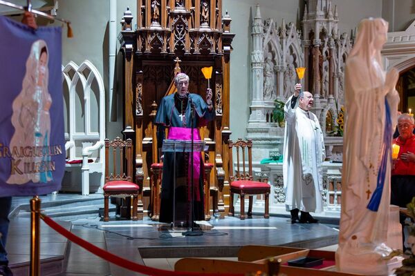 Bishop Denis Nulty and Fr Tom O'Byrne lead the celebration of the visit of the Relics of St Bernadette to Carlow cathedral