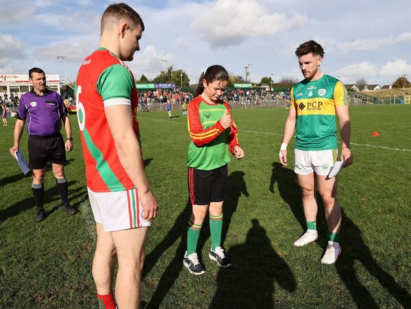 St Laserian's Mia Stenton had the honour of tossing the coin before the throw-in for the SFC final between Rathvilly and Palatine in Netwatch Cullen Park St Laserian's Mia Stenton had the honour of tossing the coin before the throw-in for the SFC final between Rathvilly and Palatine in Netwatch Cullen Park