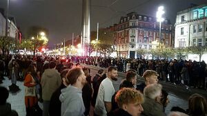 Huge crowd gathers on O'Connell Street for non-existent Halloween parade Huge crowd gathers on O'Connell Street for non-existent Halloween parade
