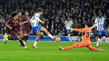 Brighton fight back to stun Man City as champions suffer fourth successive loss