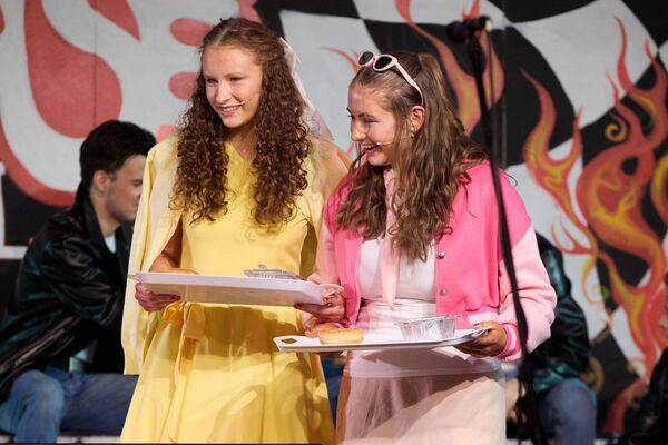 Abbie Kelly as 'Sandy' and Ruth Cheasty as 'Frenchy'